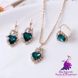 Rhinestone Water Drop Jewelry Set