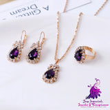 Rhinestone Water Drop Jewelry Set