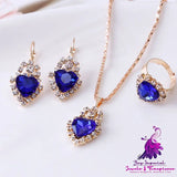 Rhinestone Water Drop Jewelry Set