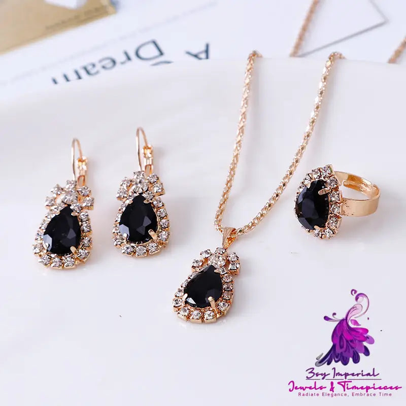 Rhinestone Water Drop Jewelry Set