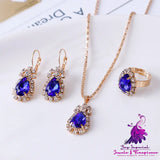 Rhinestone Water Drop Jewelry Set