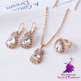 Rhinestone Water Drop Jewelry Set