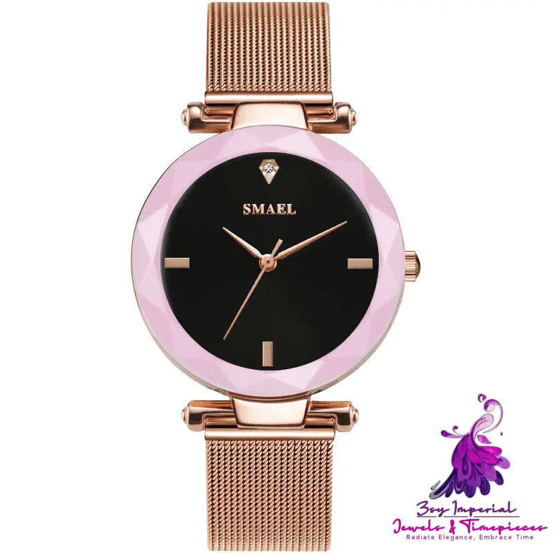 Elegant Quartz Mesh Strap Watch for Ladies