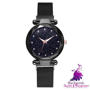 Elegant Magnet Buckle Starry Sky Watch Set