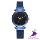 Elegant Magnet Buckle Starry Sky Watch Set