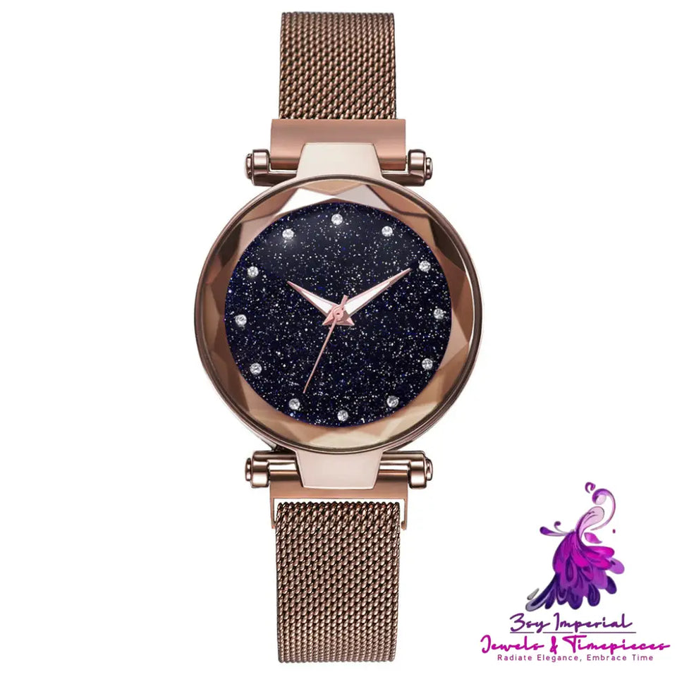 Elegant Magnet Buckle Starry Sky Watch Set