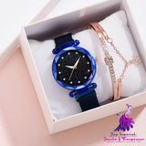 Elegant Magnet Buckle Starry Sky Watch Set