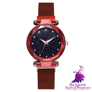 Elegant Magnet Buckle Starry Sky Watch Set