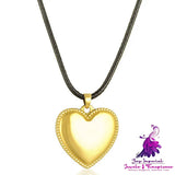 Embossed Love Leather Rope Necklace