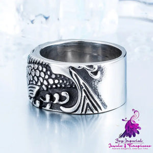 Embossed Pisces Stainless Steel Ring