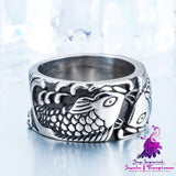 Embossed Pisces Stainless Steel Ring