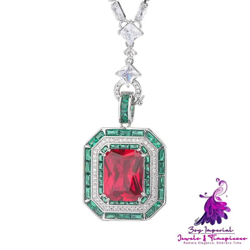 Women’s Fashion Simulation Emerald Red Corundum Pendant