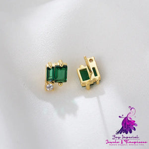 Geometric Emerald Zircon Stud Earrings