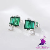 Geometric Emerald Zircon Stud Earrings