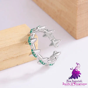 Emerald Treasure Willow Nail Ring for Women