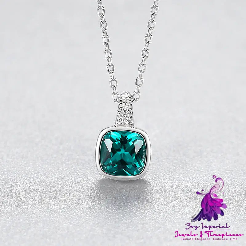 Sterling Silver Emerald Zircon Necklace