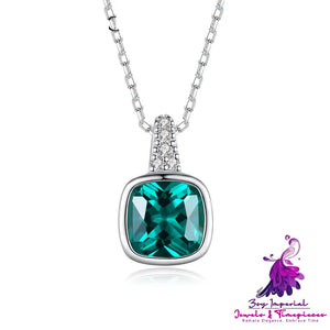 Sterling Silver Emerald Zircon Necklace