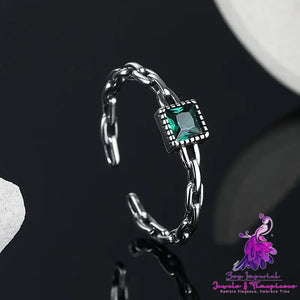 Emerald Zircon Sterling Silver Ring