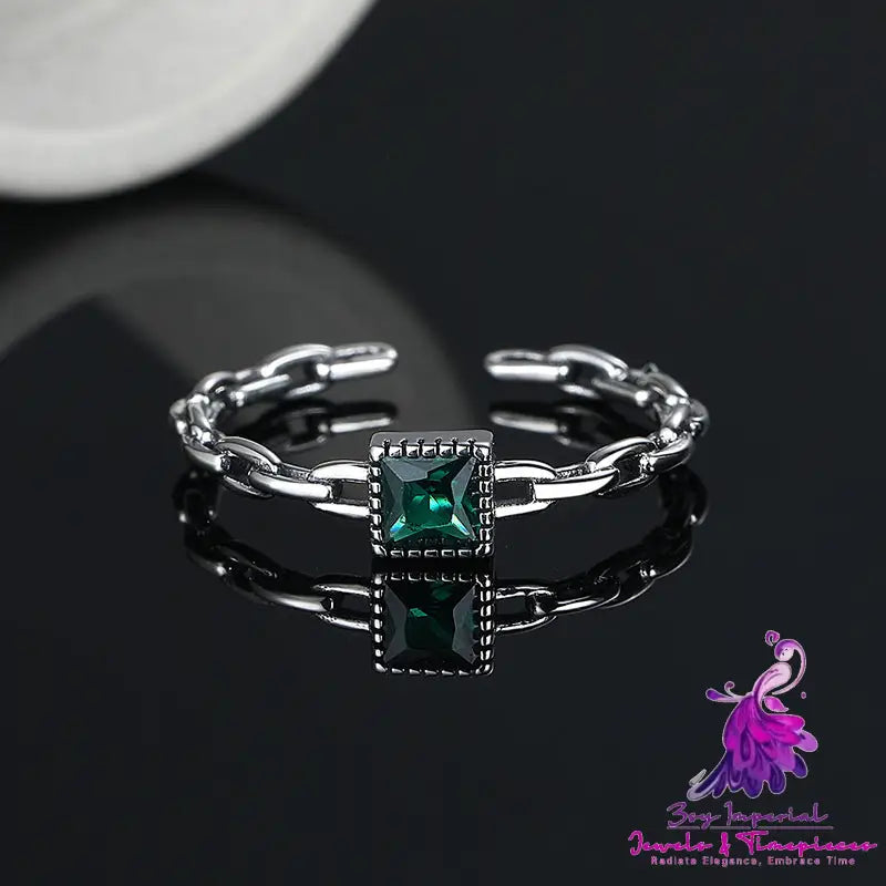 Emerald Zircon Sterling Silver Ring