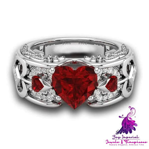 Princess Heart-shaped Ruby Ring