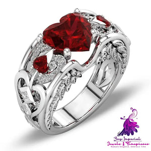 Princess Heart-shaped Ruby Ring