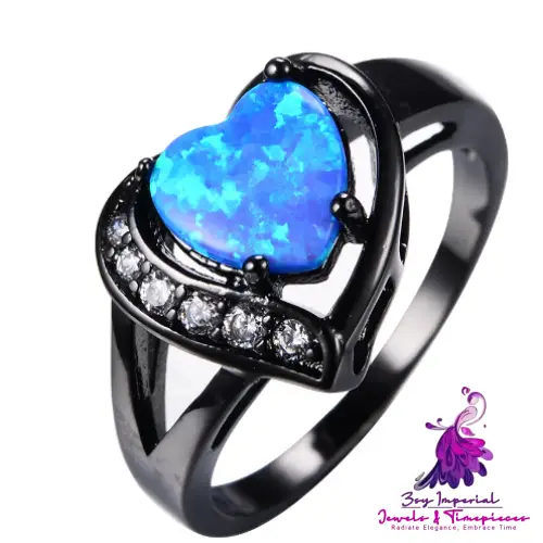 White Opal Heart Promise Ring