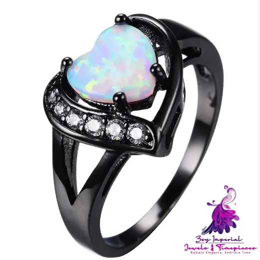 White Opal Heart Promise Ring