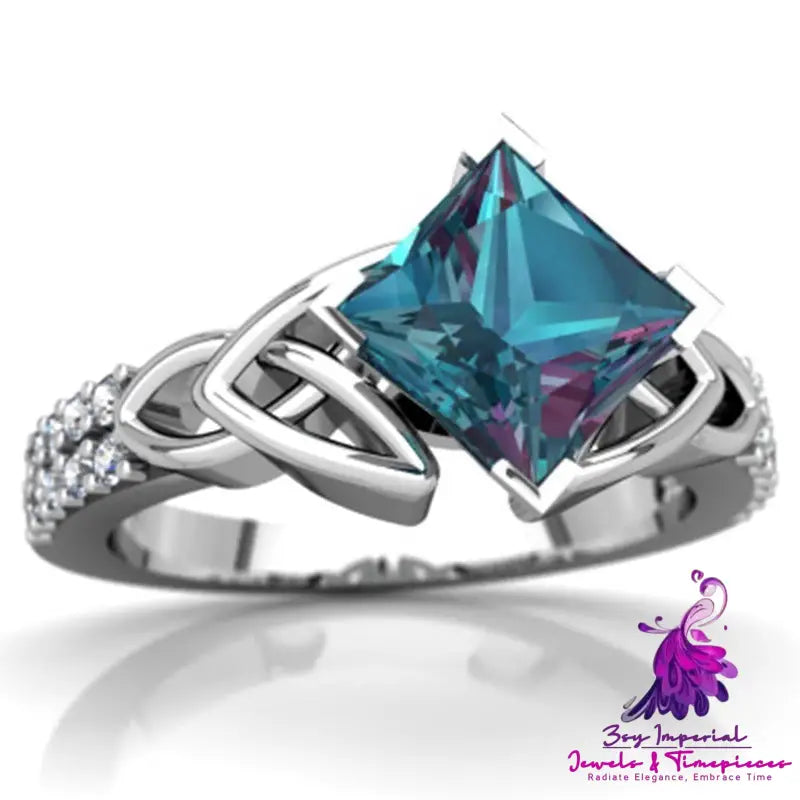 Rainbow Topaz Engagement Ring