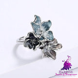 Inked Bloom Zircon Floral Ring