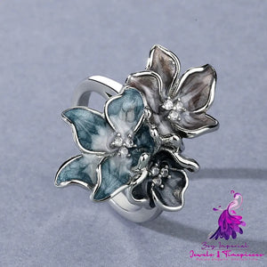 Inked Bloom Zircon Floral Ring