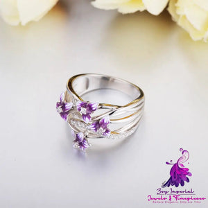 Violet Flower Color Epoxy Lacquer Ring