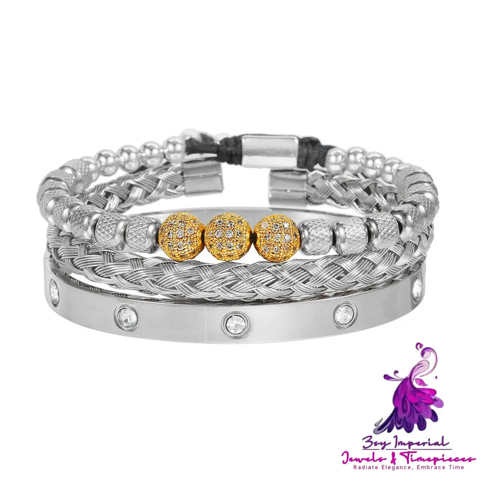 Retro Zircon Skeleton Woven Bracelet