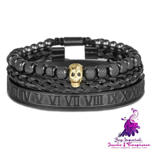 Retro Zircon Skeleton Woven Bracelet