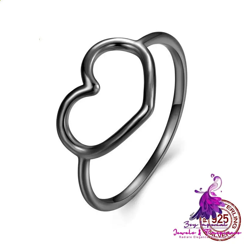 Hollow Plain Heart Ring Female European And American Style