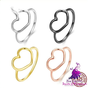 Hollow Plain Heart Ring Female European And American Style