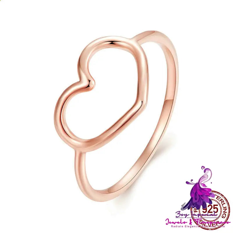 Hollow Plain Heart Ring Female European And American Style