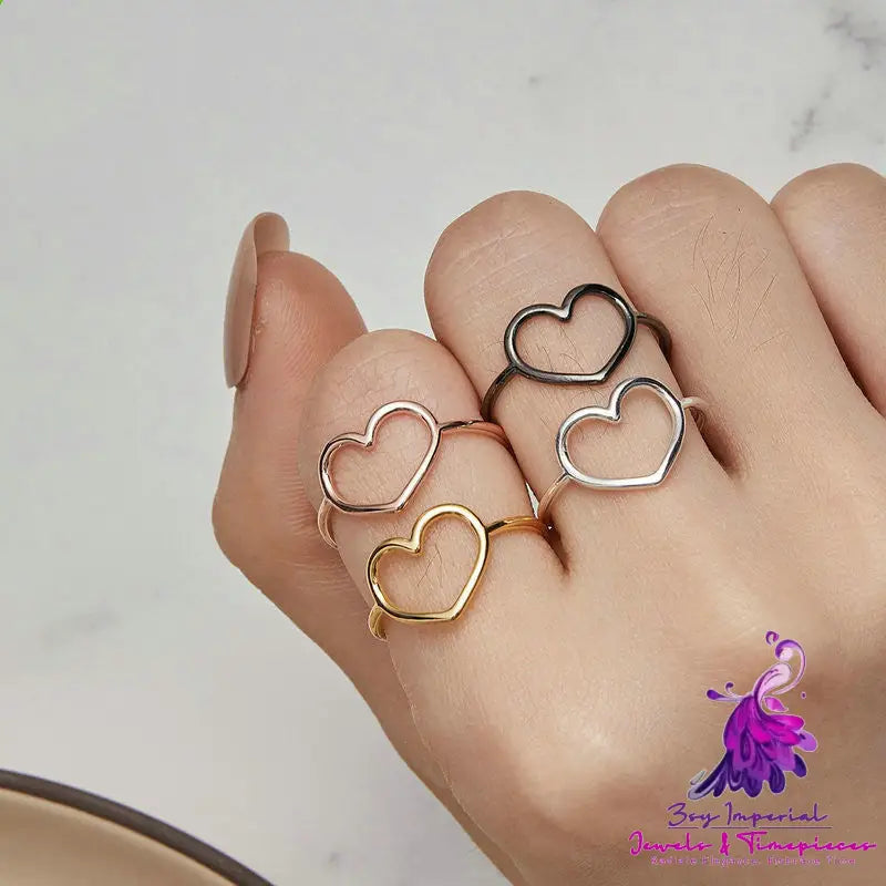 Hollow Plain Heart Ring Female European And American Style