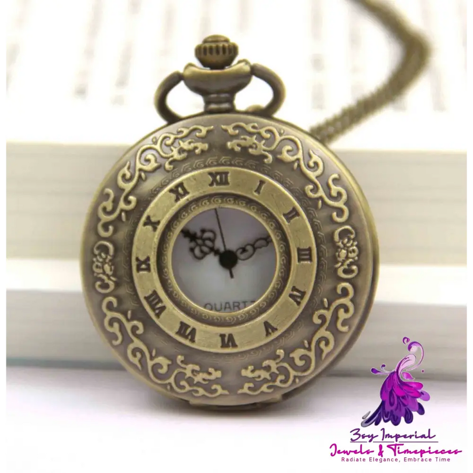 Retro European Style Pocket Watch with Roman Cloud Pattern