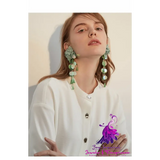 Exaggerated Flower Tassel Earrings