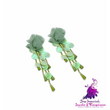 Exaggerated Flower Tassel Earrings