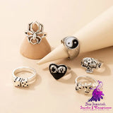 Exaggerated Heart Skull Ring