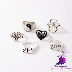 Exaggerated Heart Skull Ring