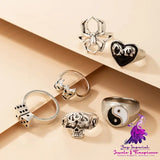 Exaggerated Heart Skull Ring