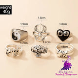 Exaggerated Heart Skull Ring