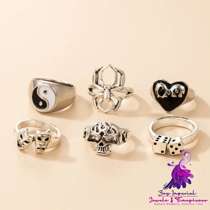 Exaggerated Heart Skull Ring