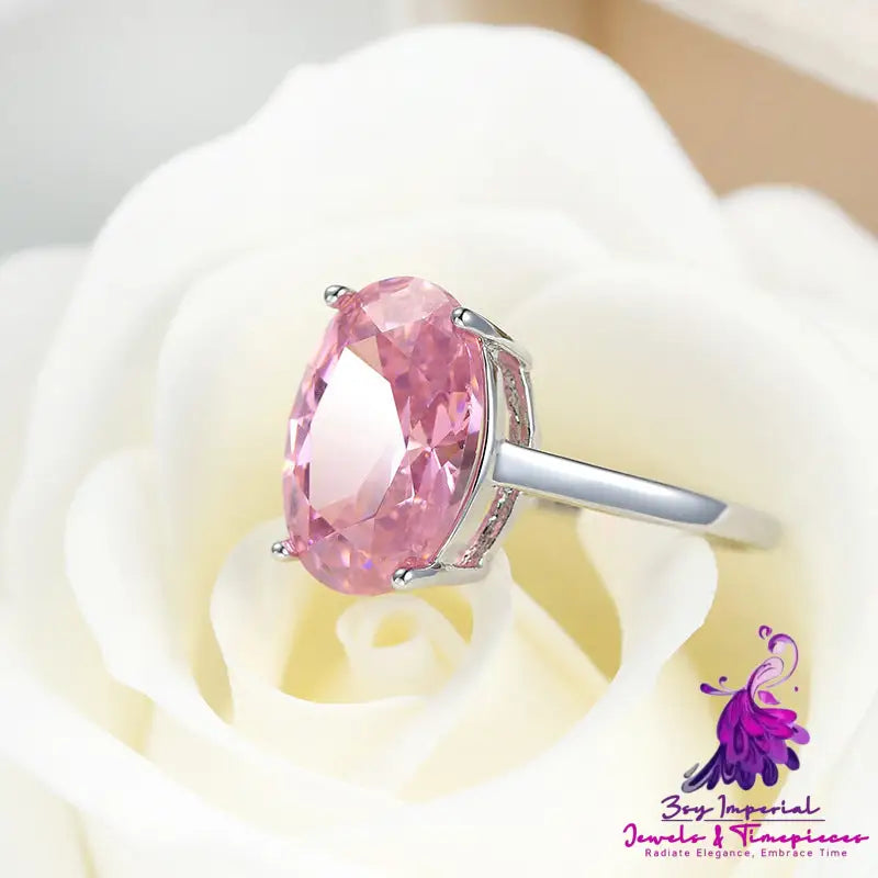 Pink Wedding Dress Accessories Exaggerated Large Zircon Ring