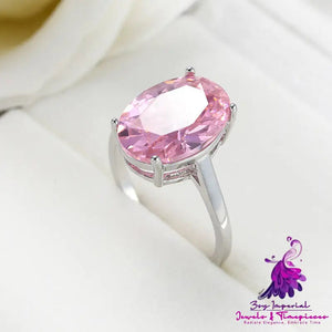 Pink Wedding Dress Accessories Exaggerated Large Zircon Ring