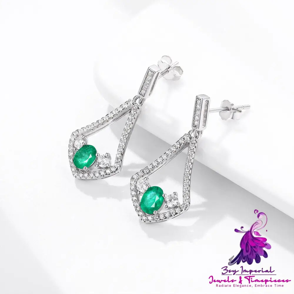 Korean Emerald Zirconium Earrings