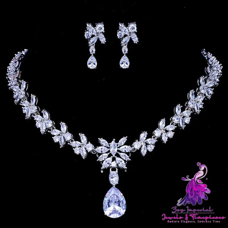 Exquisite Zircon Necklace and Earring Set