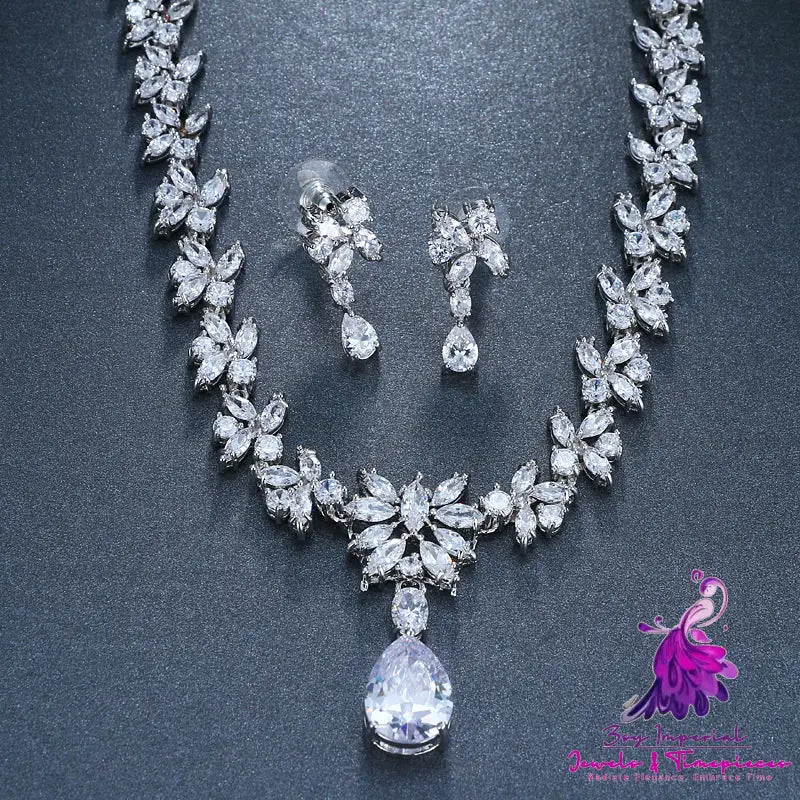 Exquisite Zircon Necklace and Earring Set